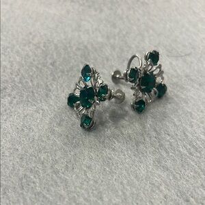 vintage silver and green gemstone earrings
